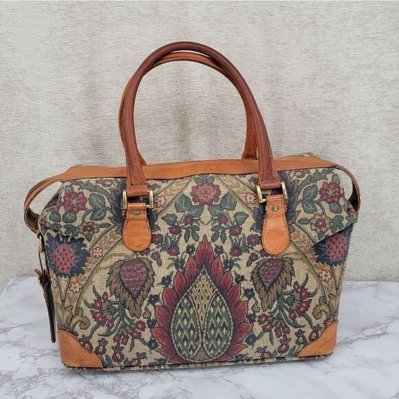 Hartman Vintage Tapestry and Leather Travel Bag Set Train Case and Duffle Bag - Picture 3 of 16